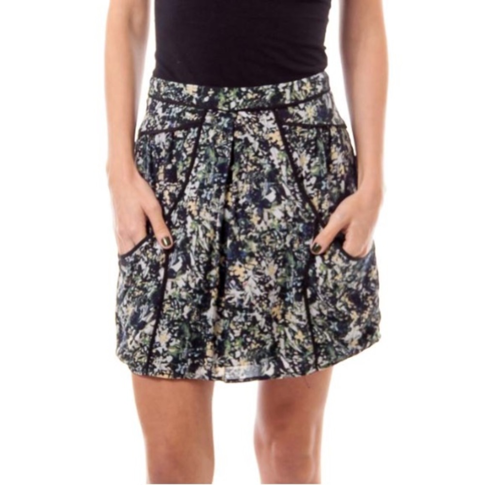 Anthropologie Lilu Silk Floral Skirt‎